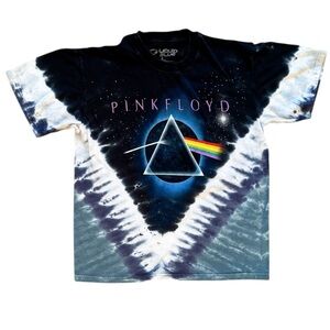Pink Floyd Dark Side Of Moon Liquid Blue Tie Dye Distressed T-Shirt Women’s (S)